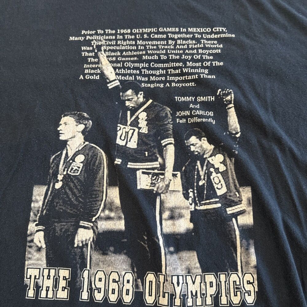 1968 Olympics Games Mexico Tommy Smith John Carlos Tshirt Size 2XL* Black GUC - Picture 2 of 6